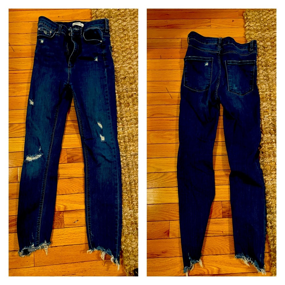 Zara Blue Ripped Jeans High Waisted